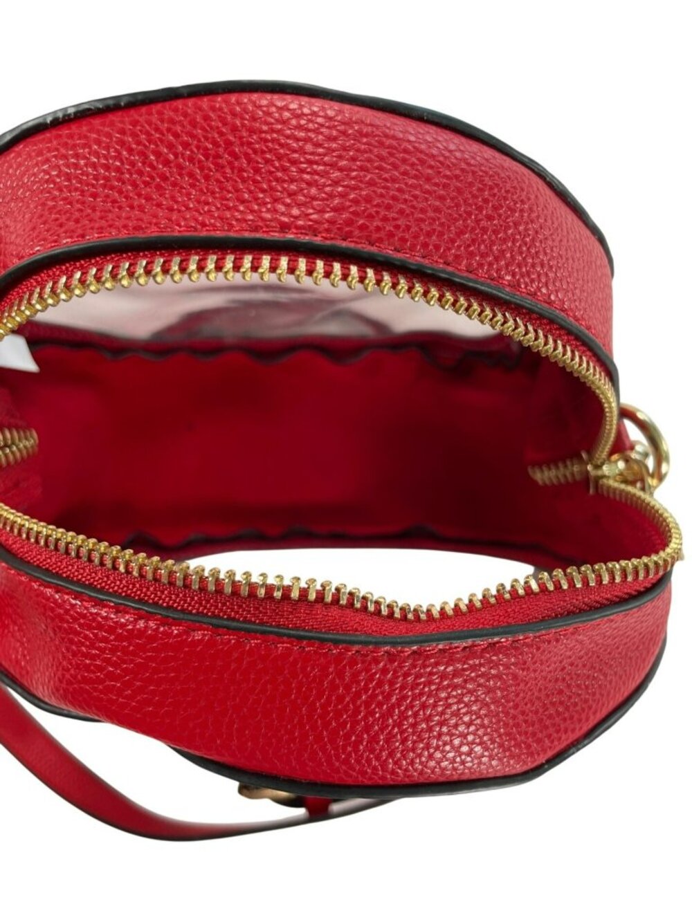 Jen & Co. Bag Lilibet Red Vegan Leather Clear Circle Crossbody With Gold NEW - Picture 4 of 6